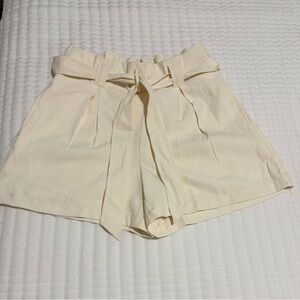Max Studio Small/Medium High-Waist Cream Tie Shorts